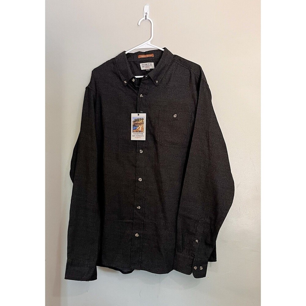 NWT North Hudson Flannel Long Sleeve Button Up Shirt Black/Gray Men’s XL